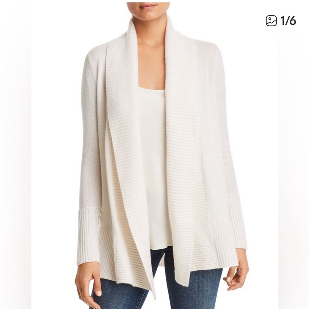Joan Vass Open Front Cream Cardigan NWT Ret $78 Sz Medium